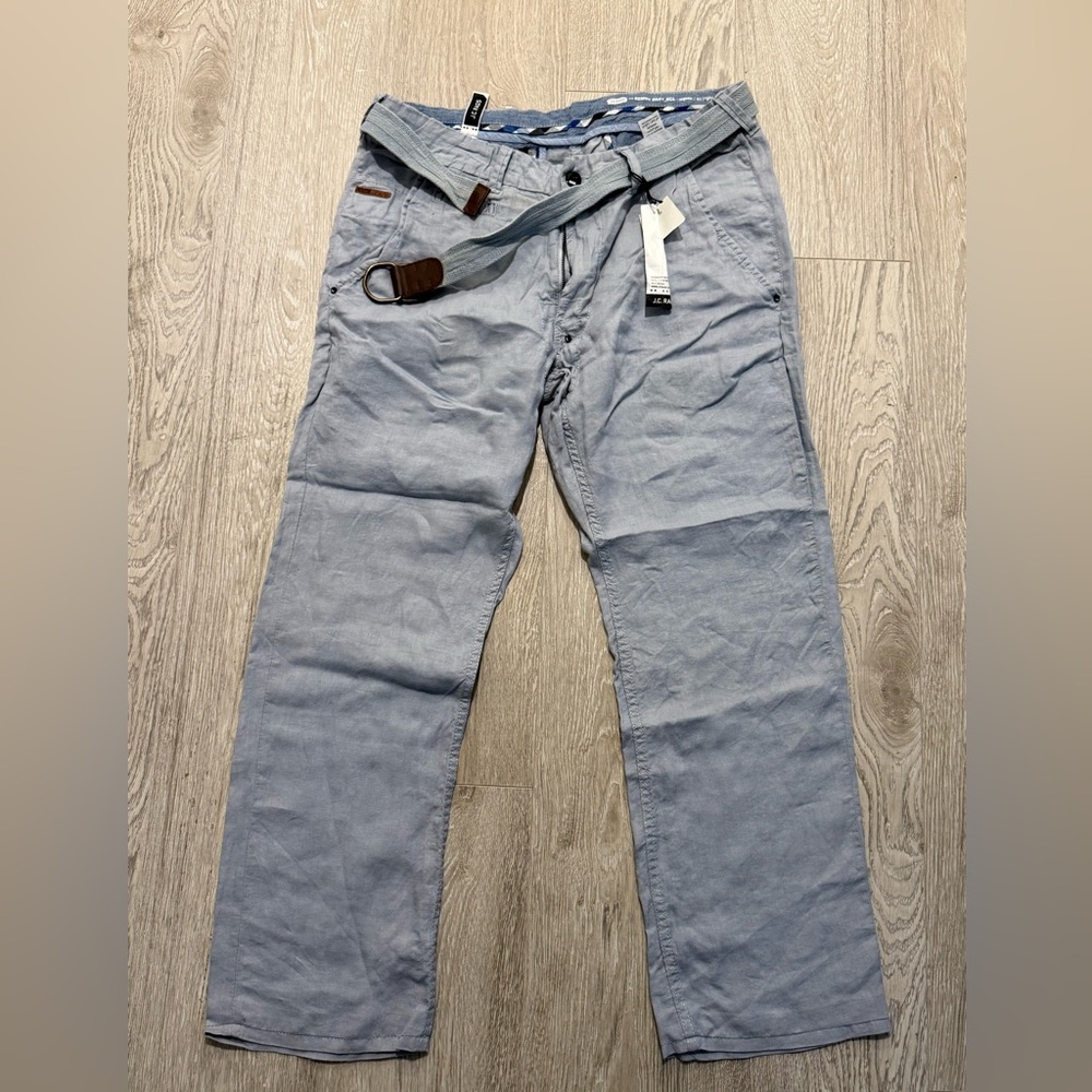 Light Blue Casual Pants with Belt